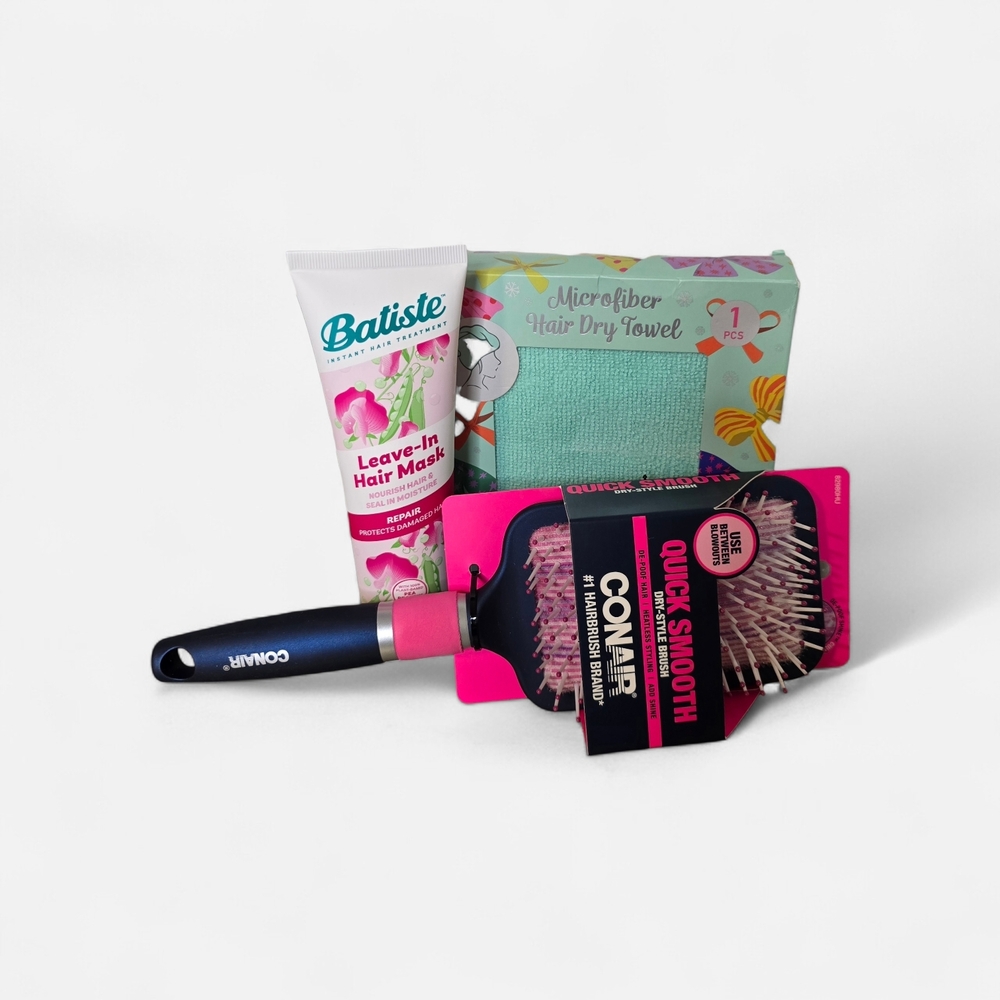 Hair Care Bundle Conair Brush Batiste Hair Mask & Microfiber Hair Towel